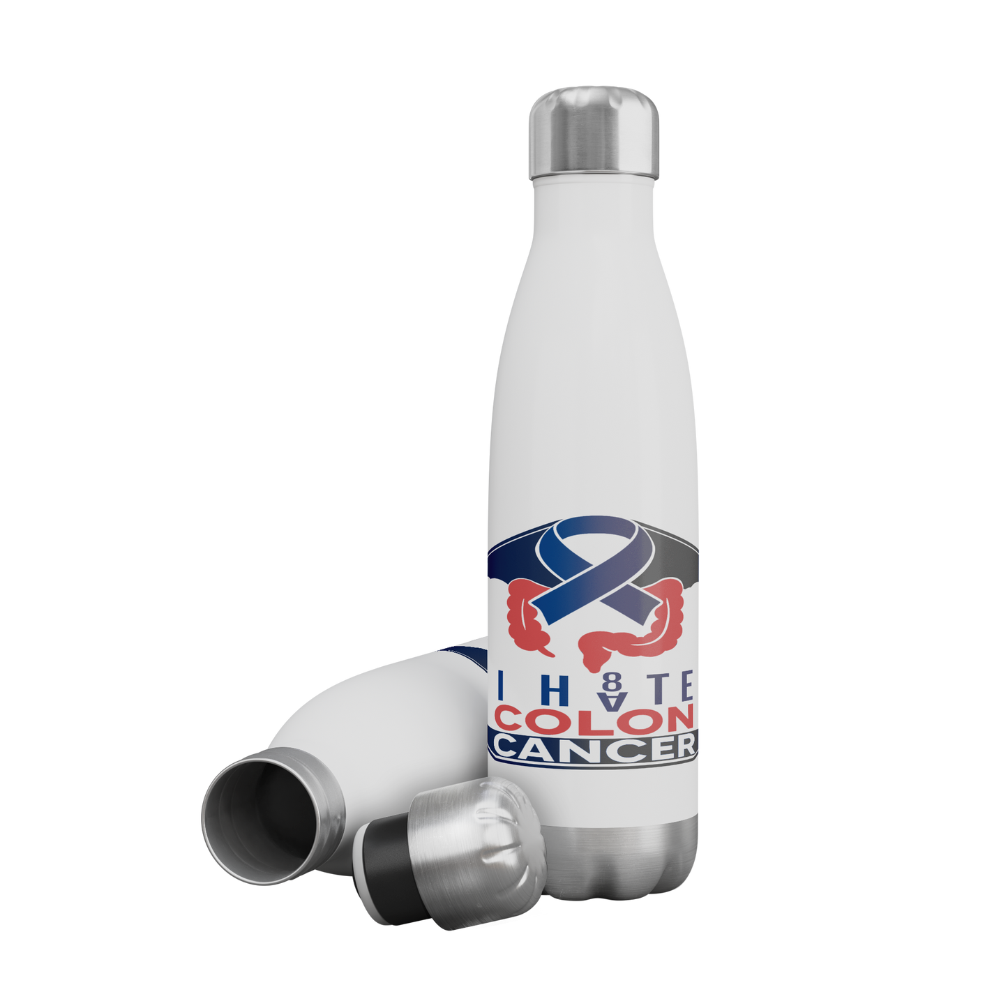 I_HATE_COLON_CANCER_Stainless_Steel_Wate_WaterBottle_2Bottles_Mockup.png