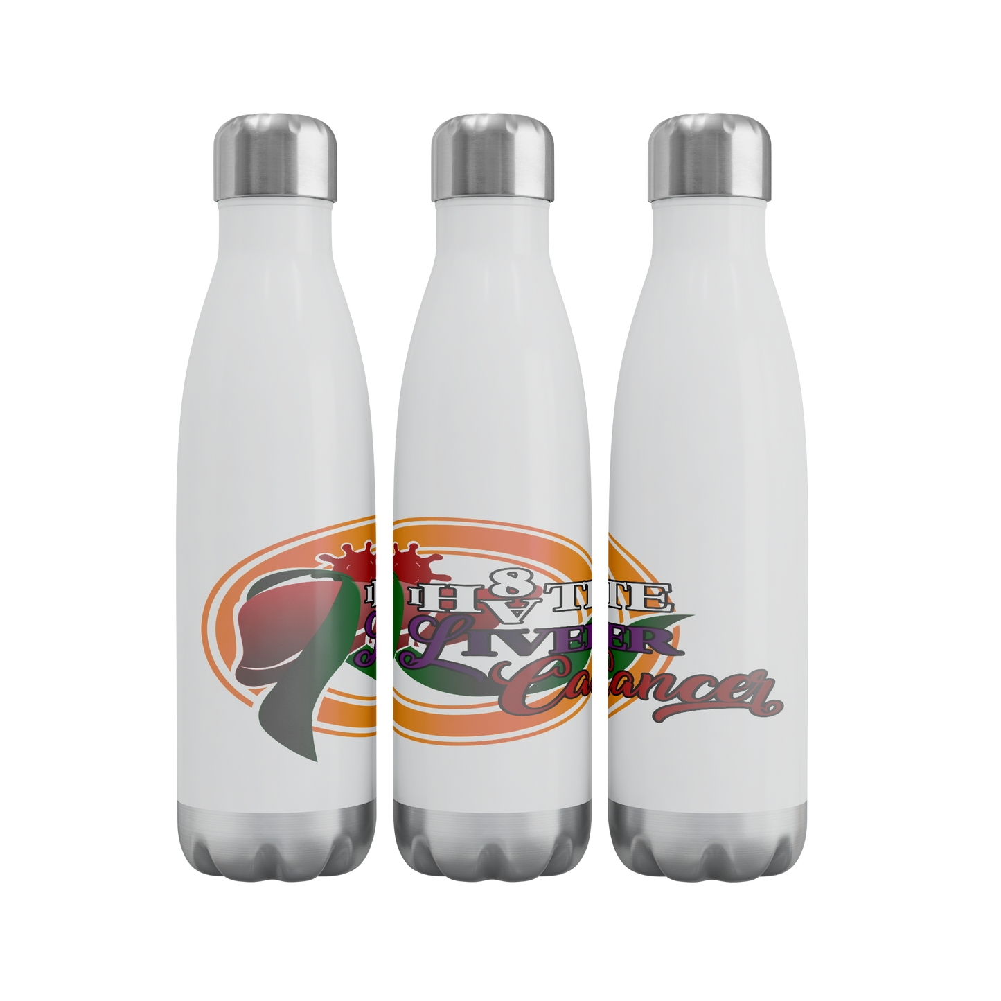 I_HATE_LIVER_CANCER_Stainless_Steel_Wate_WaterBottle_3Bottles_Row_Mockup.png