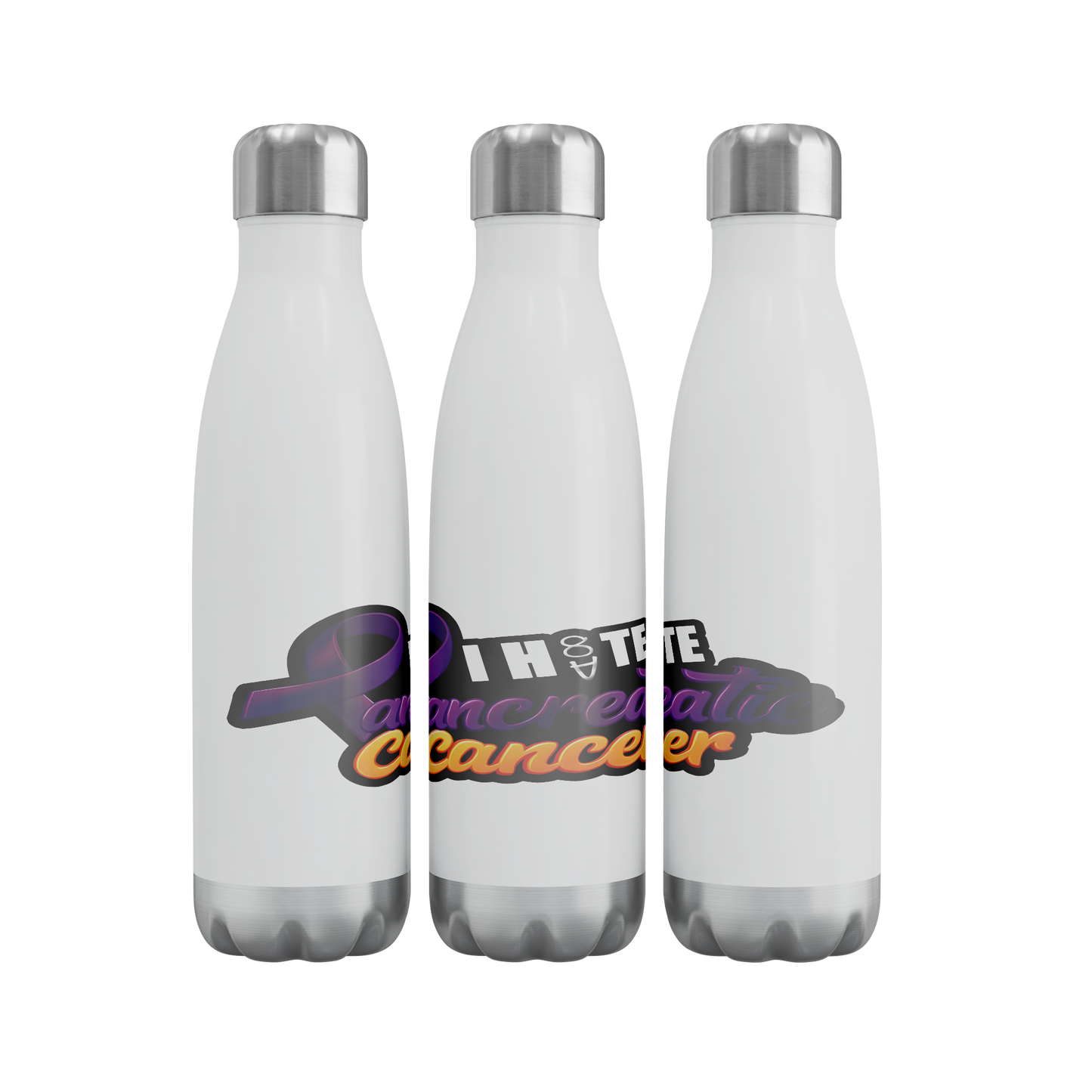 I_HATE_PANCREATIC_CANCER_Stainless_Steel_WaterBottle_3Bottles_Row_Mockup.png