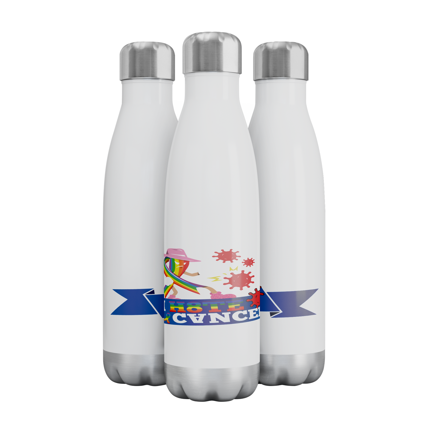 I_HATE_BREAST_CANCER_Stainless_Steel_Wat_WaterBottle_3Bottles_Mockup.png