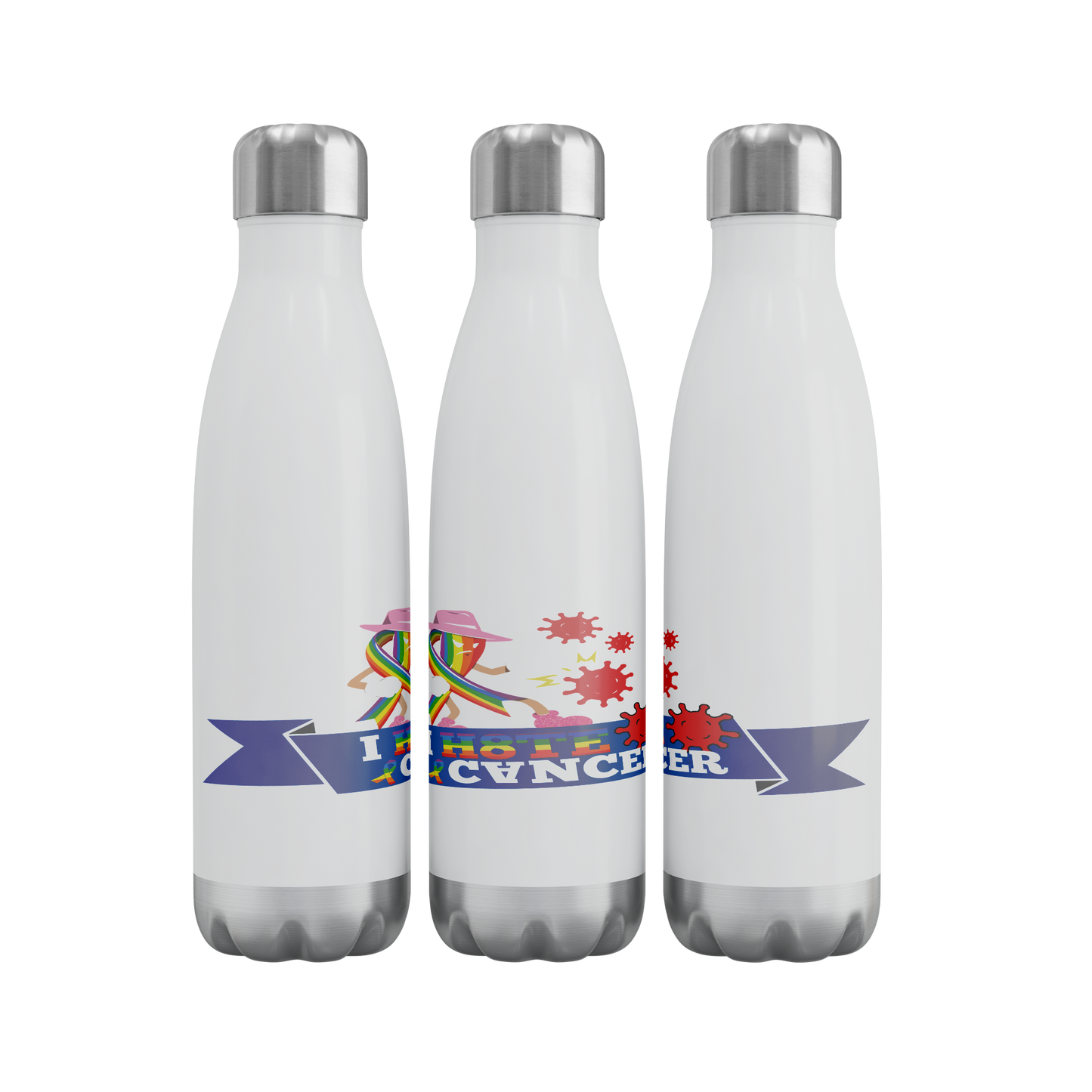 I_HATE_BREAST_CANCER_Stainless_Steel_Wat_WaterBottle_3Bottles_Row_Mockup.png