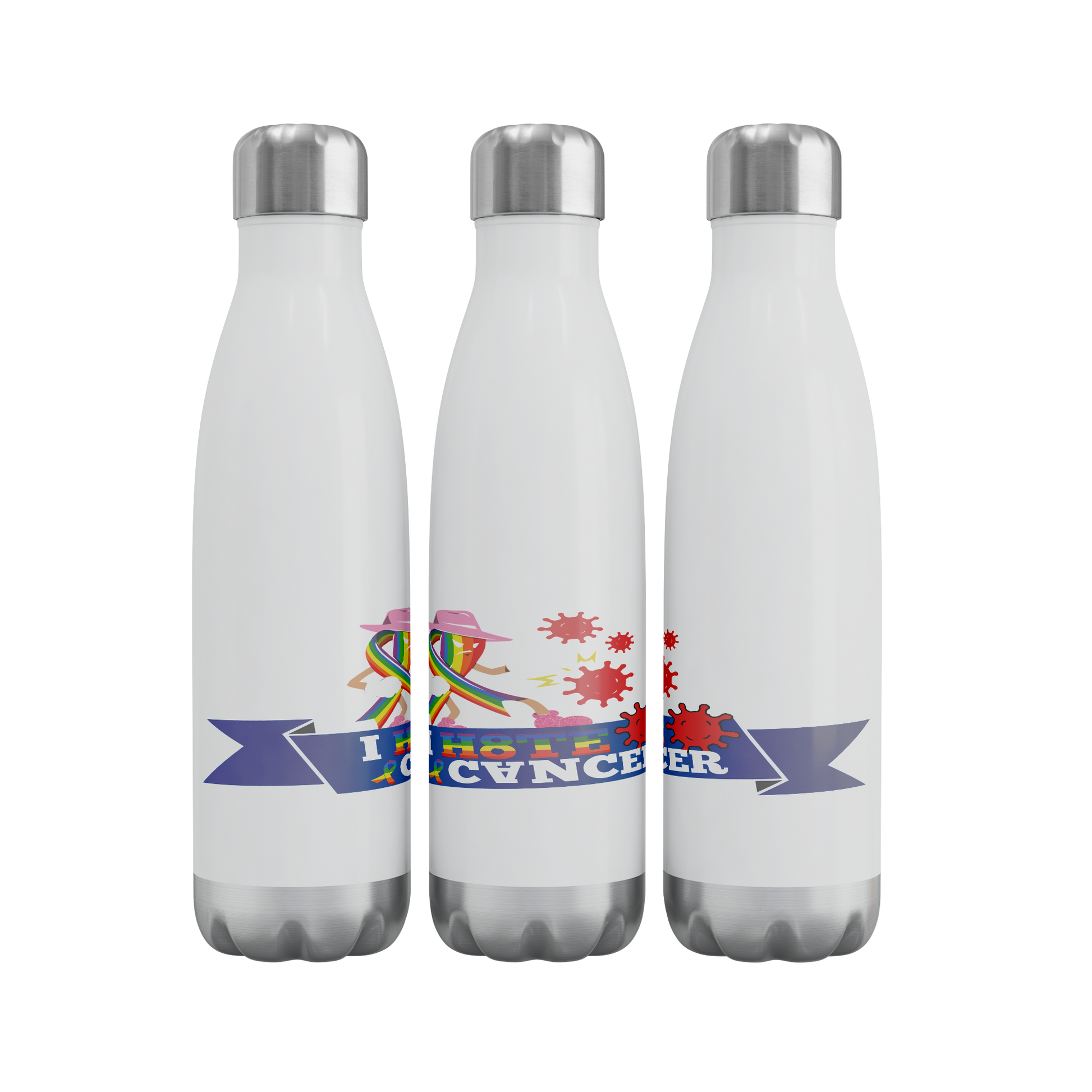 I_HATE_BREAST_CANCER_Stainless_Steel_Wat_WaterBottle_3Bottles_Row_Mockup.png