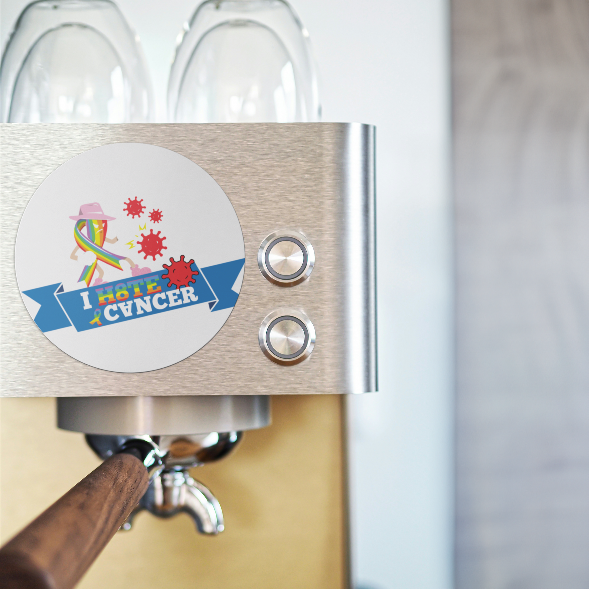 I_HATE_CANCER_Magnet_RoundCarMagnet_CoffeeMachine_AS_Mockup.png