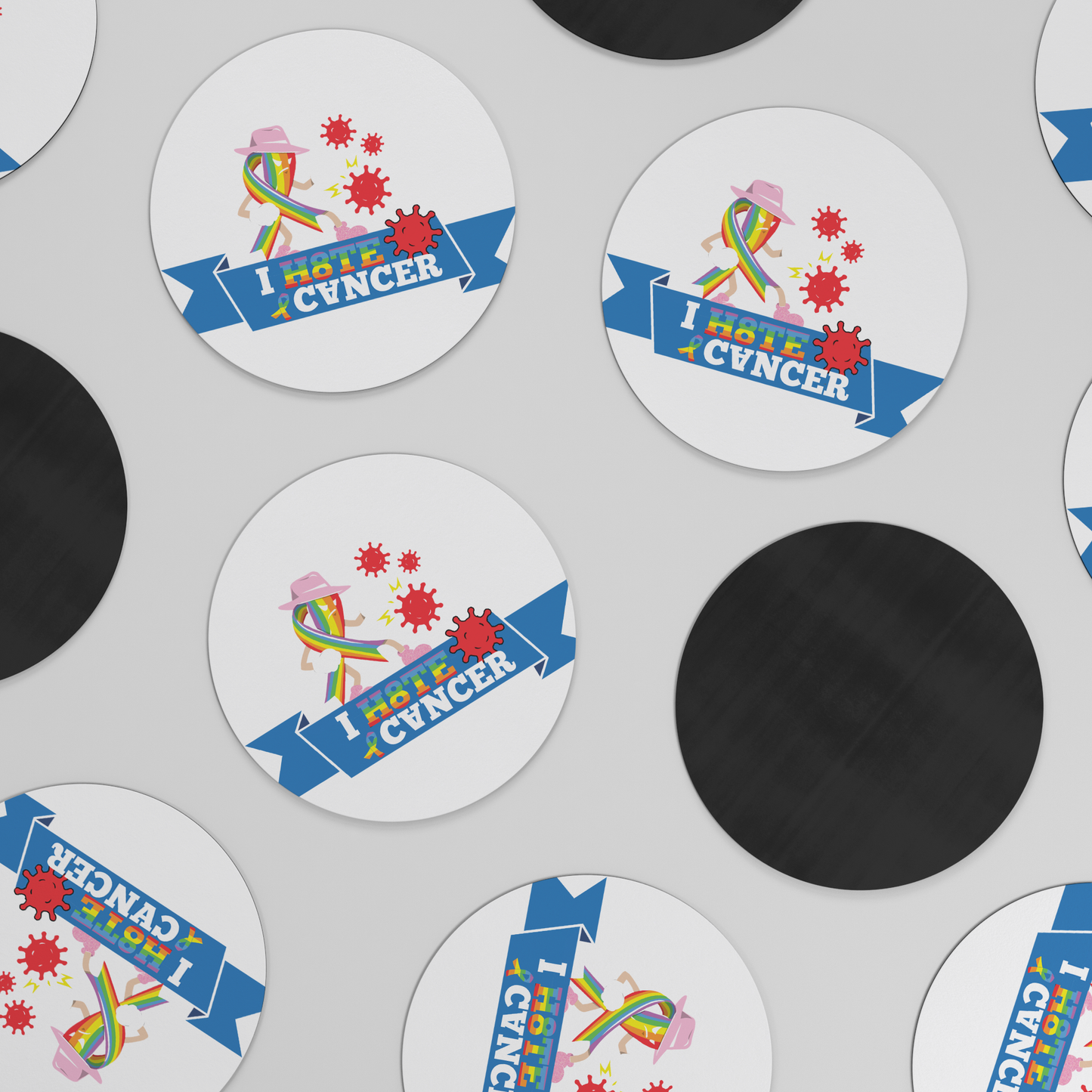 I_HATE_CANCER_Magnet_RoundCarMagnet_Scattered_AS_Mockup.png