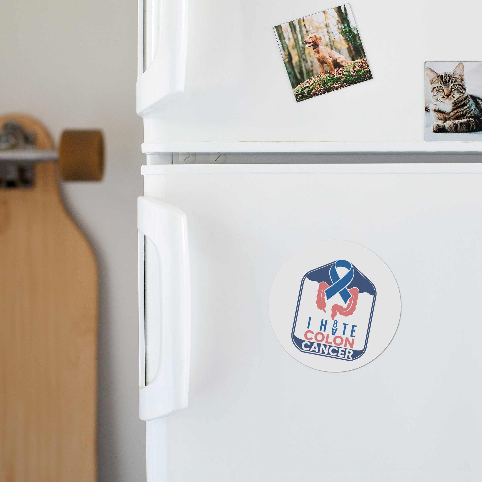 I_HATE_COLON_CANCER_Magnet_RoundCarMagnet_Fridge_AS_Mockup.png