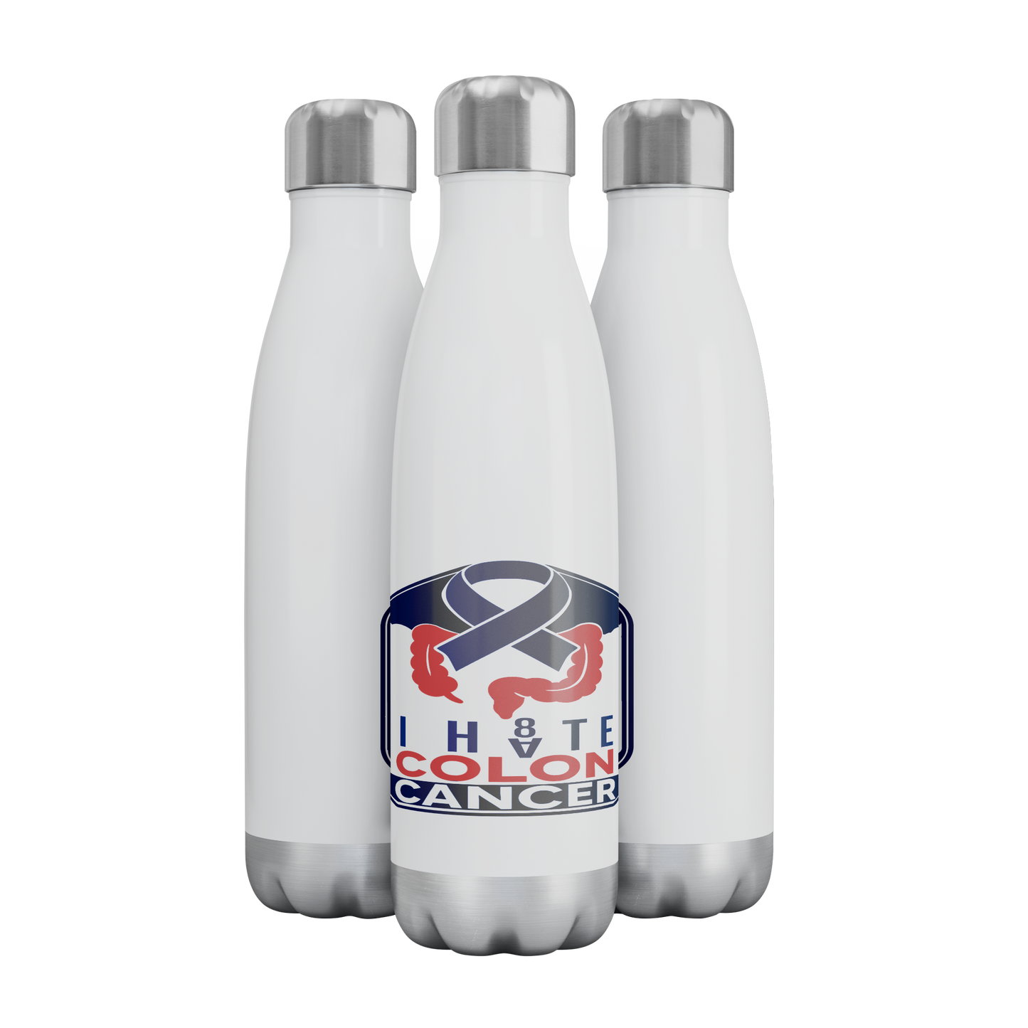 I_HATE_COLON_CANCER_Stainless_Steel_Wate_WaterBottle_3Bottles_Mockup.png