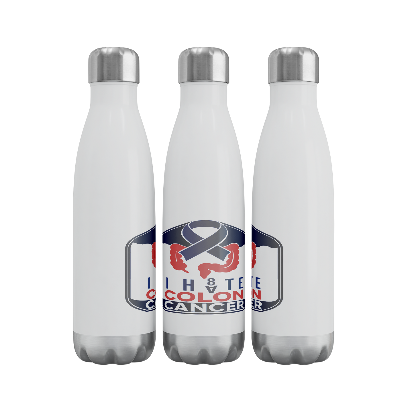 I_HATE_COLON_CANCER_Stainless_Steel_Wate_WaterBottle_3Bottles_Row_Mockup.png