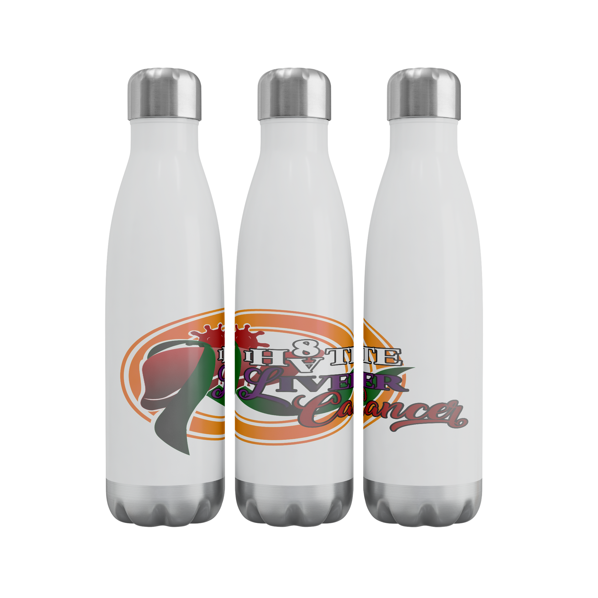 I_HATE_LIVER_CANCER_Stainless_Steel_Wate_WaterBottle_3Bottles_Row_Mockup.png