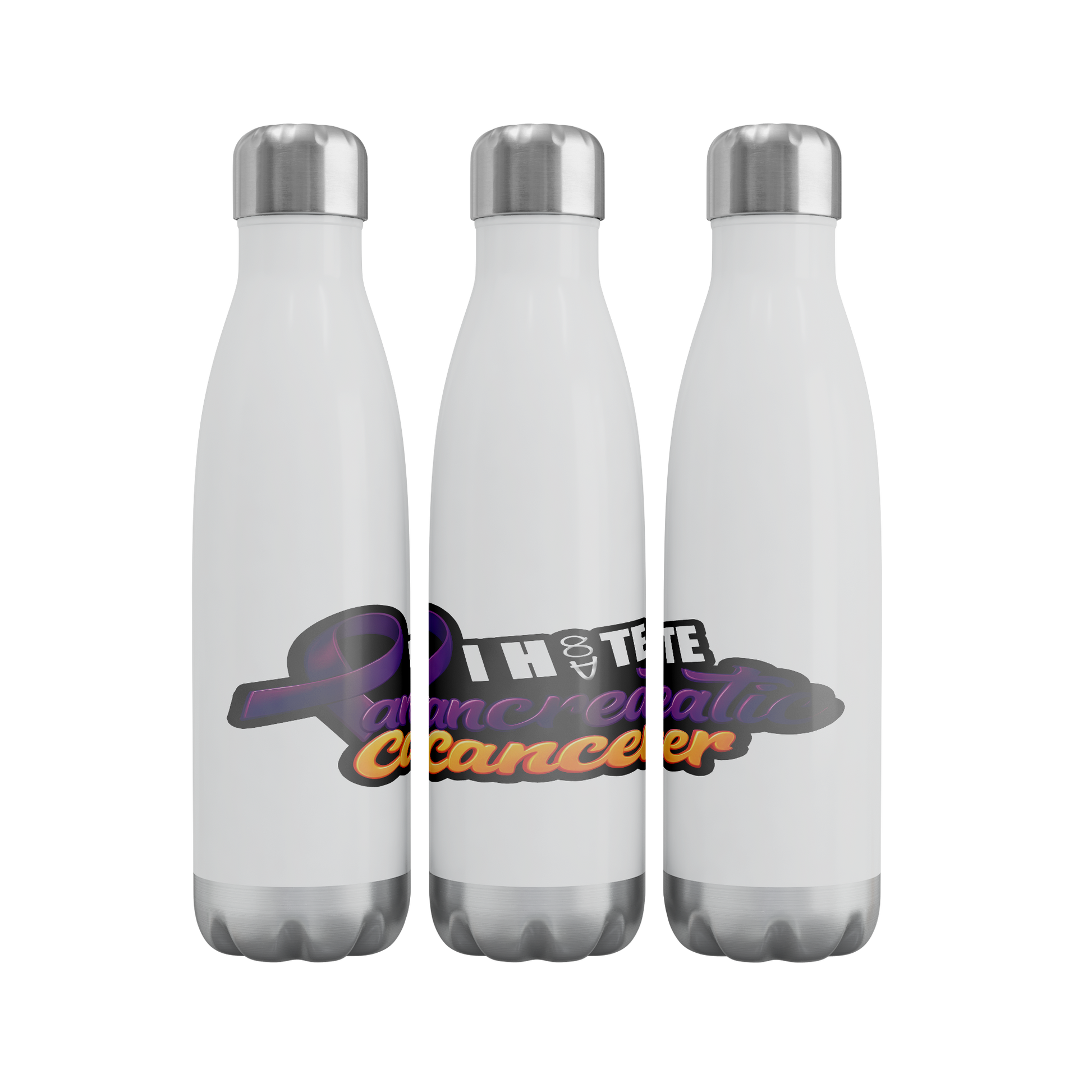 I_HATE_PANCREATIC_CANCER_Stainless_Steel_WaterBottle_3Bottles_Row_Mockup.png