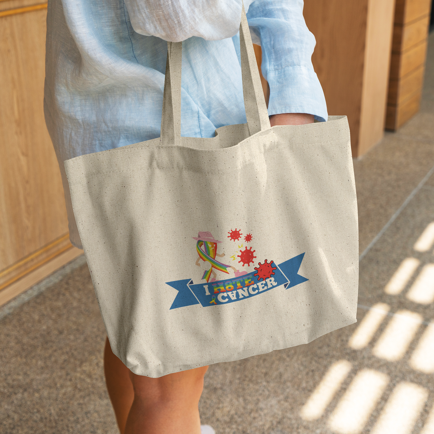 I_Hate_Cancer_Gusseted_Cotton_Tote_Bag_CottonTote_L_WomanDigging_Mockup.png
