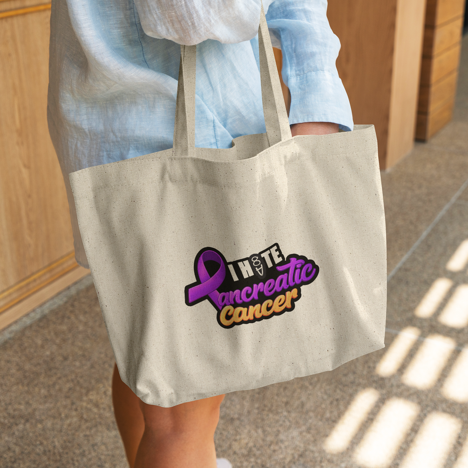 Pancreatic_Cancer_Awareness_Gusseted_Cot_CottonTote_L_WomanDigging_Mockup.png